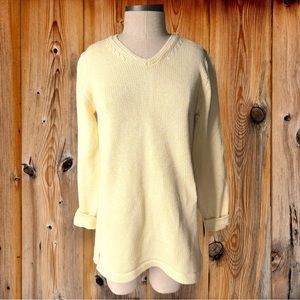 Buttery Yellow Cotton LL.Bean Cotton VNeck Sweater 🌊🌼